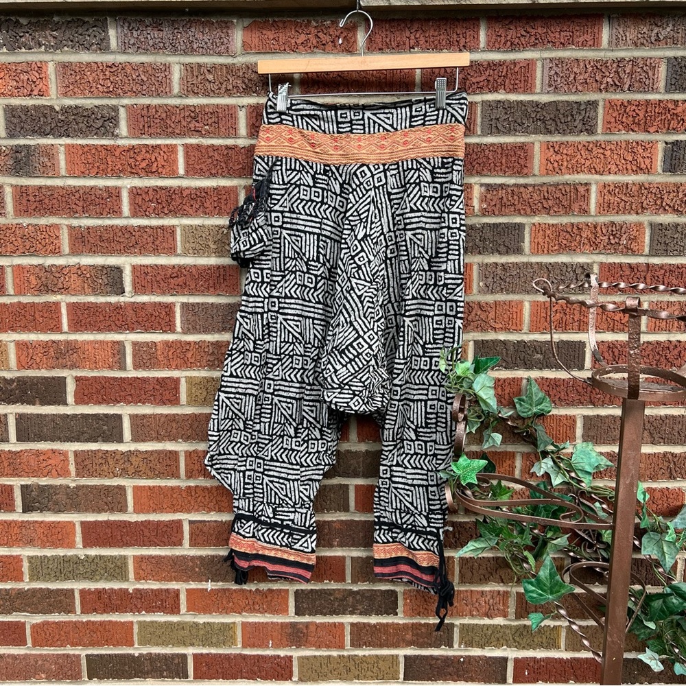 Black And White Patterned Authentic Harem Pants - image 1